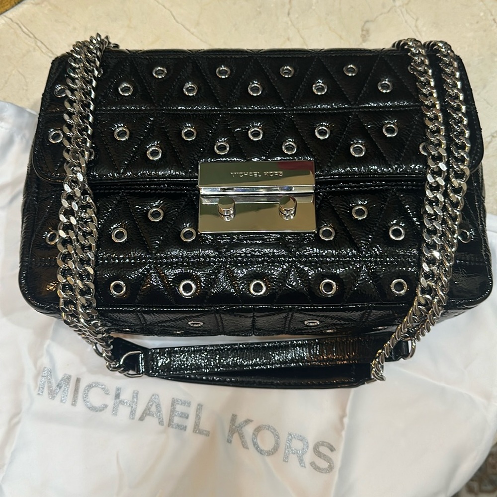 Michael Kors Sloan Black Patent Leather Stud Bag